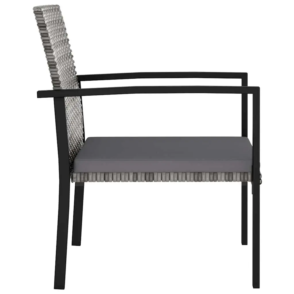 Garden Dining Set 3 Piece Outdoor Furniture Table Chairs Grey Rattan Patio