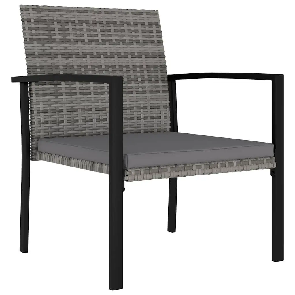 5 Piece Outdoor Dining Set Grey Poly Rattan Garden Patio Table Chairs