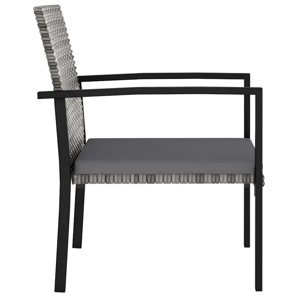 5 Piece Outdoor Dining Set Grey Poly Rattan Garden Patio Table Chairs