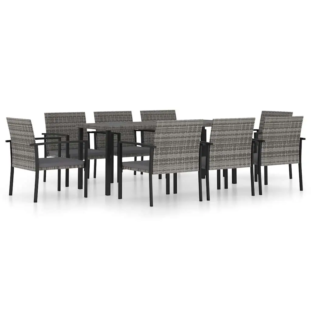 9 Piece Garden Dining Set Outdoor Patio Furniture Grey Table Chairs
