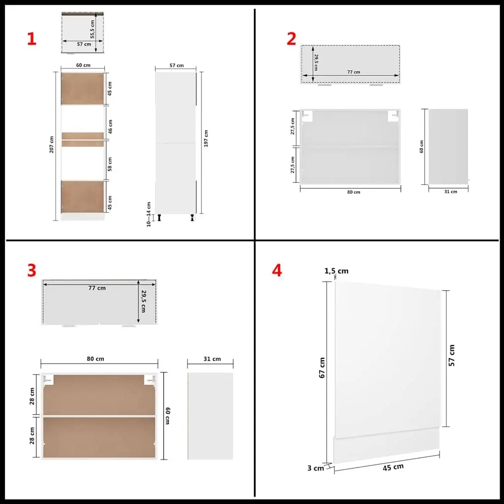 7 Piece Kitchen Cabinet Set White Engineered Wood Storage Cupboard Organiser