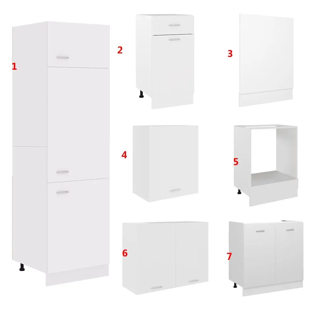 7 Piece Kitchen Cabinet Set White