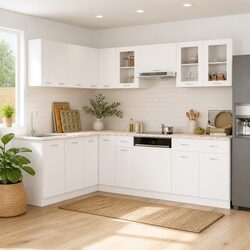 11-Piece Kitchen Cabinet Set in White Engineered Wood