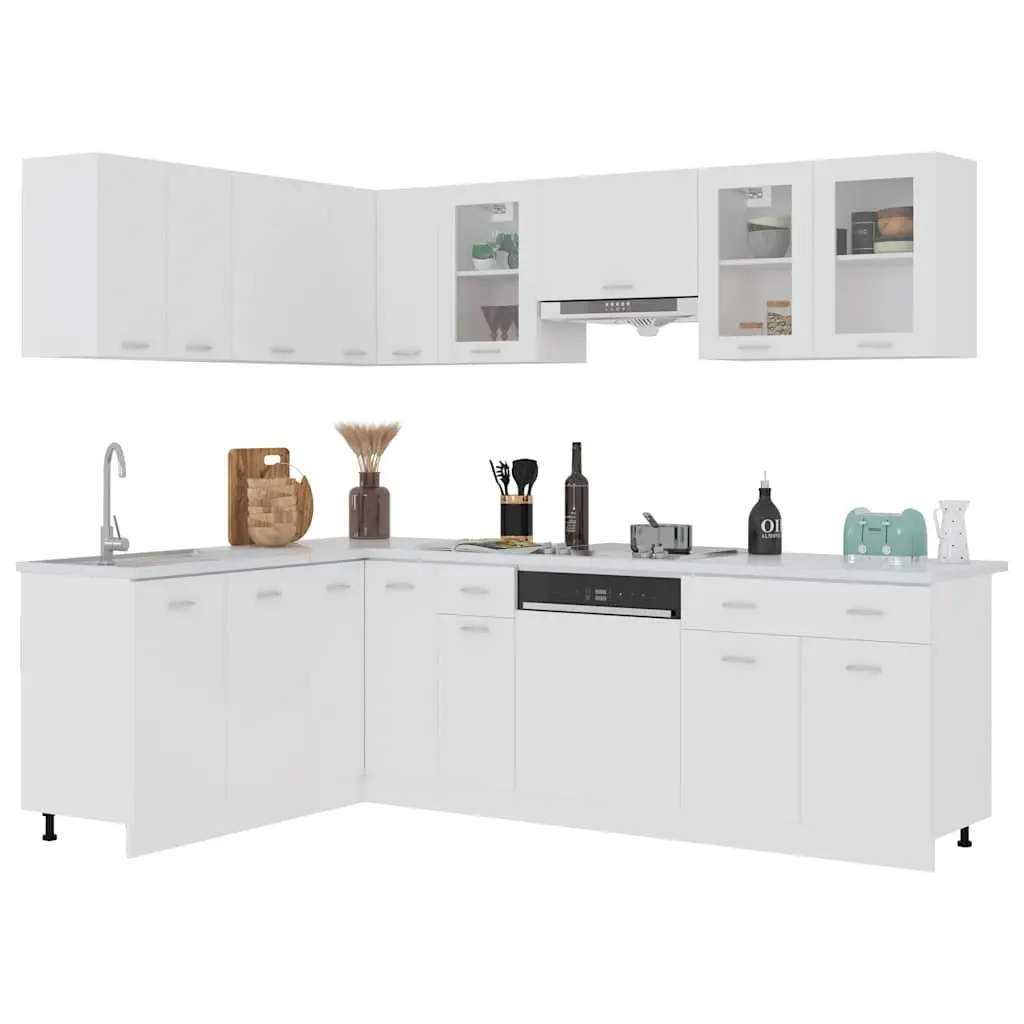 Kitchen Cabinet Set White 11 Piece Storage Cupboard Engineered Wood Furniture