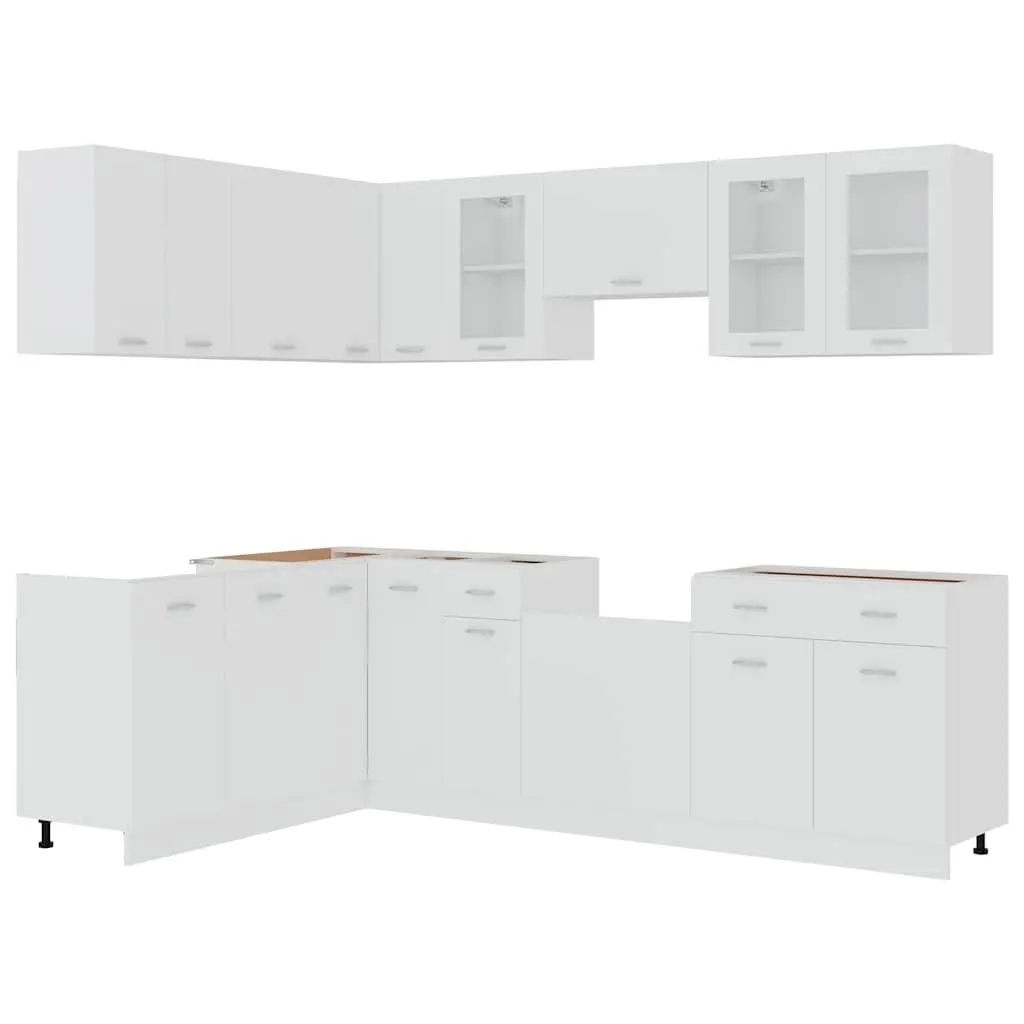 Kitchen Cabinet Set White 11 Piece Storage Cupboard Engineered Wood Furniture