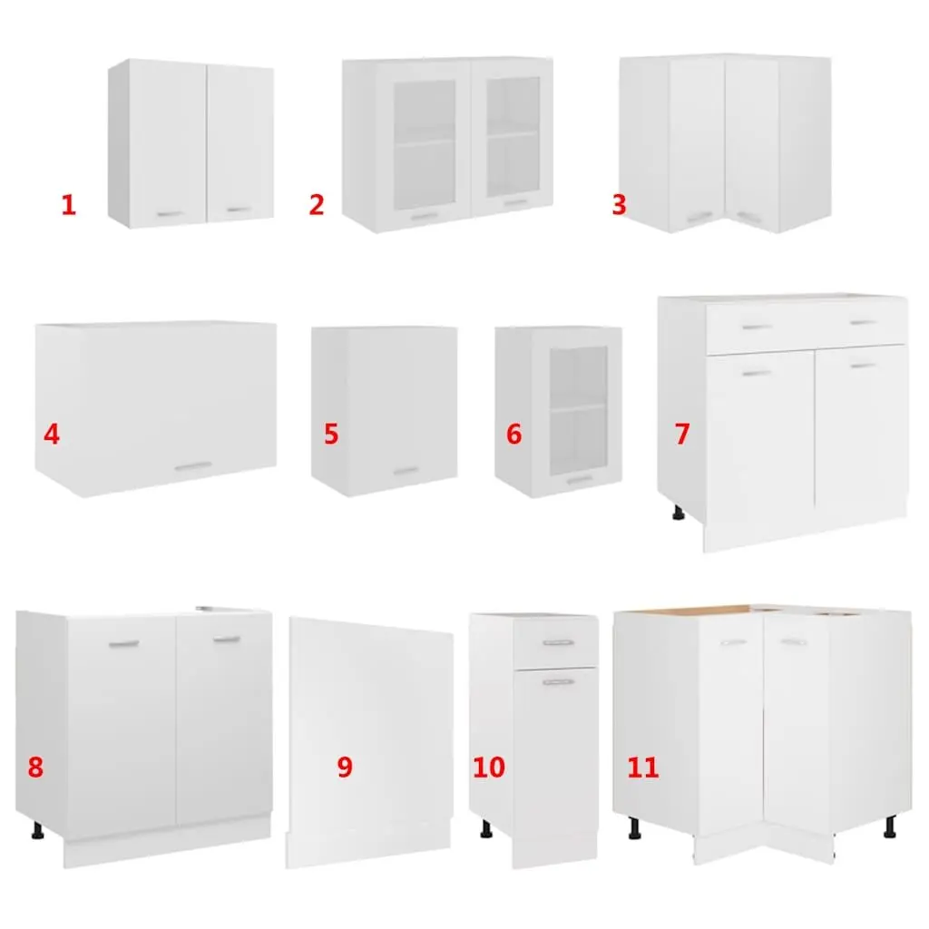 Kitchen Cabinet Set White 11 Piece Storage Cupboard Engineered Wood Furniture