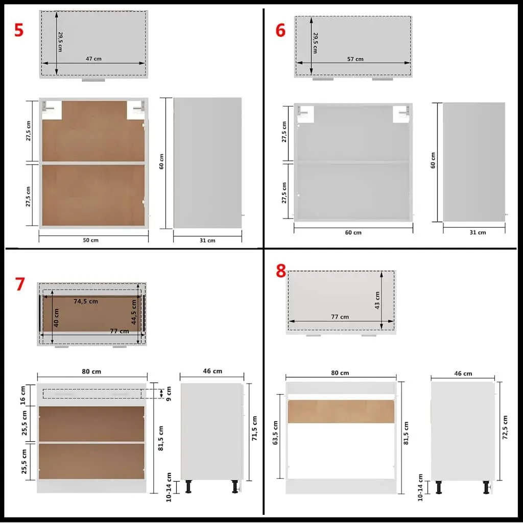 Kitchen Cabinet Set White 11 Piece Storage Cupboard Engineered Wood Furniture