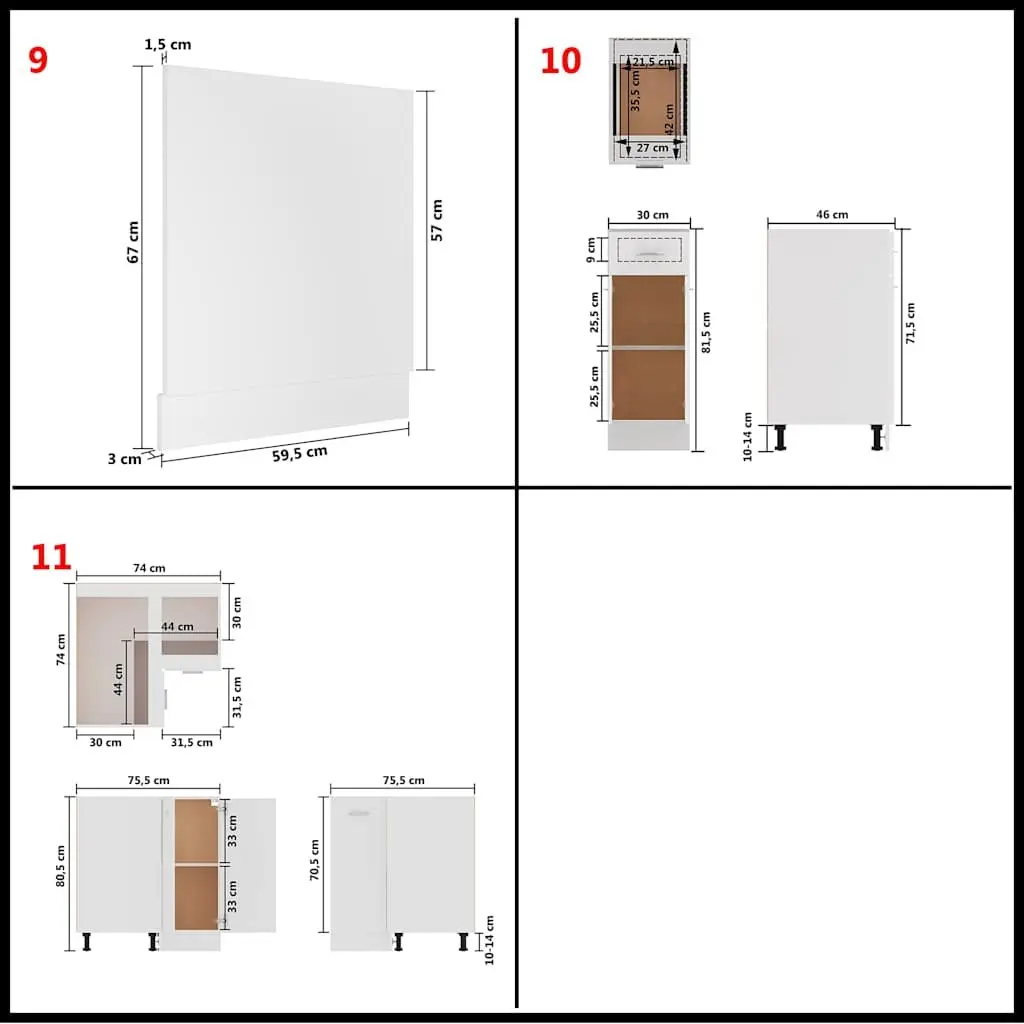 Kitchen Cabinet Set White 11 Piece Storage Cupboard Engineered Wood Furniture