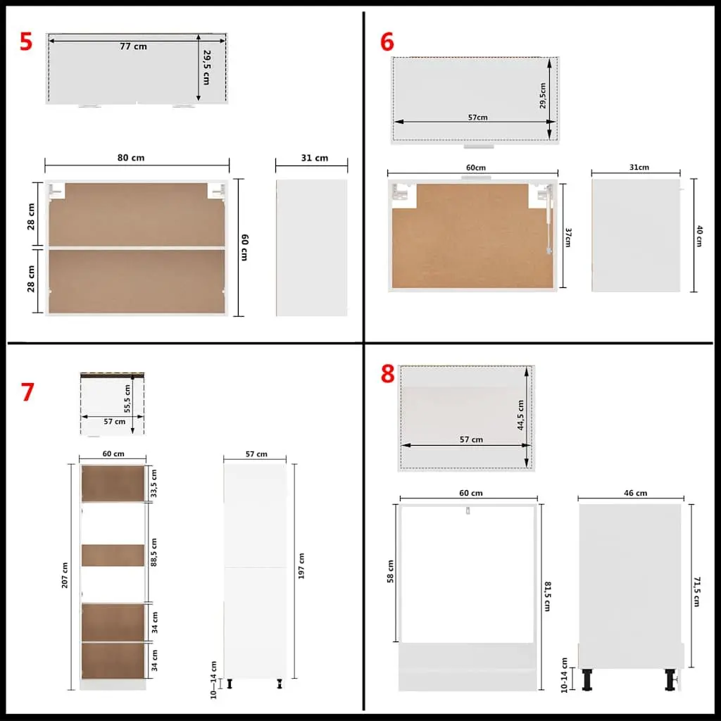 14-Piece White Kitchen Cabinet Set Made from Engineered Wood