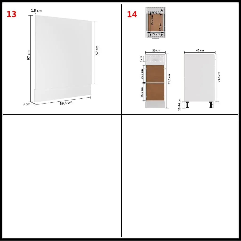 14-Piece White Kitchen Cabinet Set Made from Engineered Wood