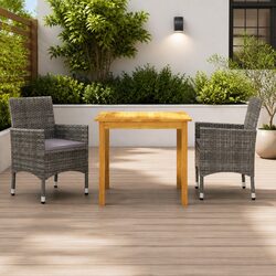 3 Piece Garden Dining Set: Grey Patio Furniture Specs