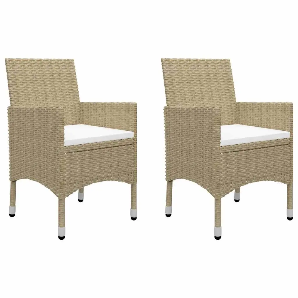 Garden Dining Set Outdoor Furniture 3 Piece Beige Acacia Wood Rattan Chairs
