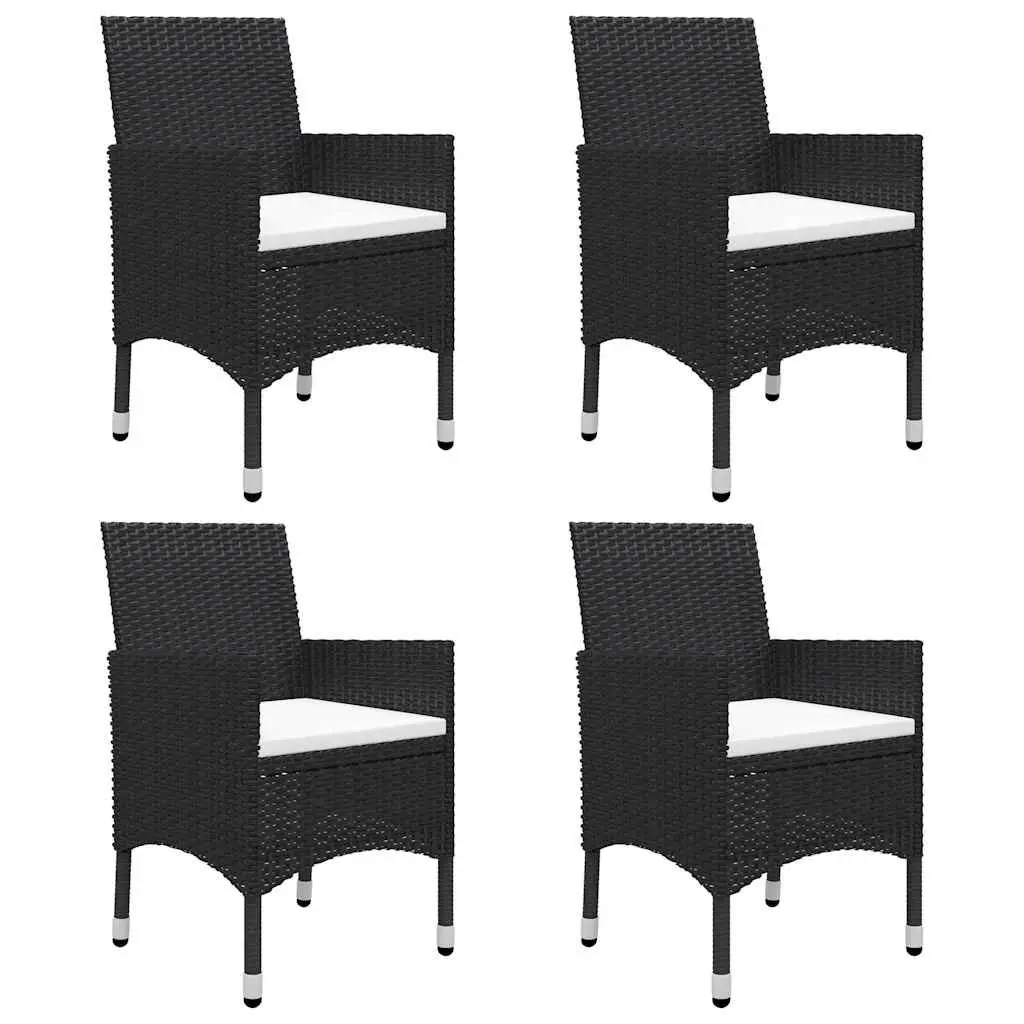 Garden Dining Set 5 Piece Black Outdoor Furniture Table Chairs Cushions