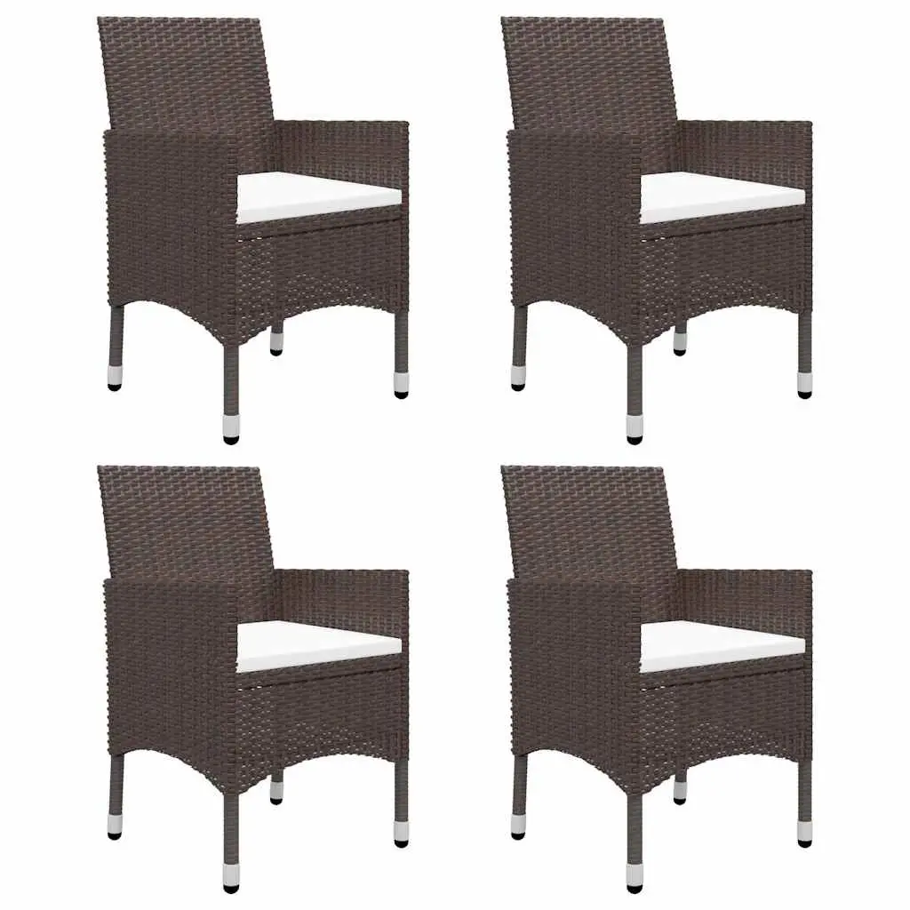 Garden Dining Set 5 Piece Outdoor Furniture Brown Table Chairs with Cushions