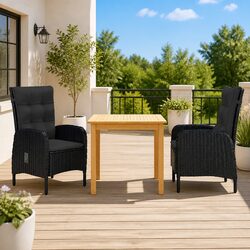 Detailed Specs: 3 Piece Garden Dining Set in Black