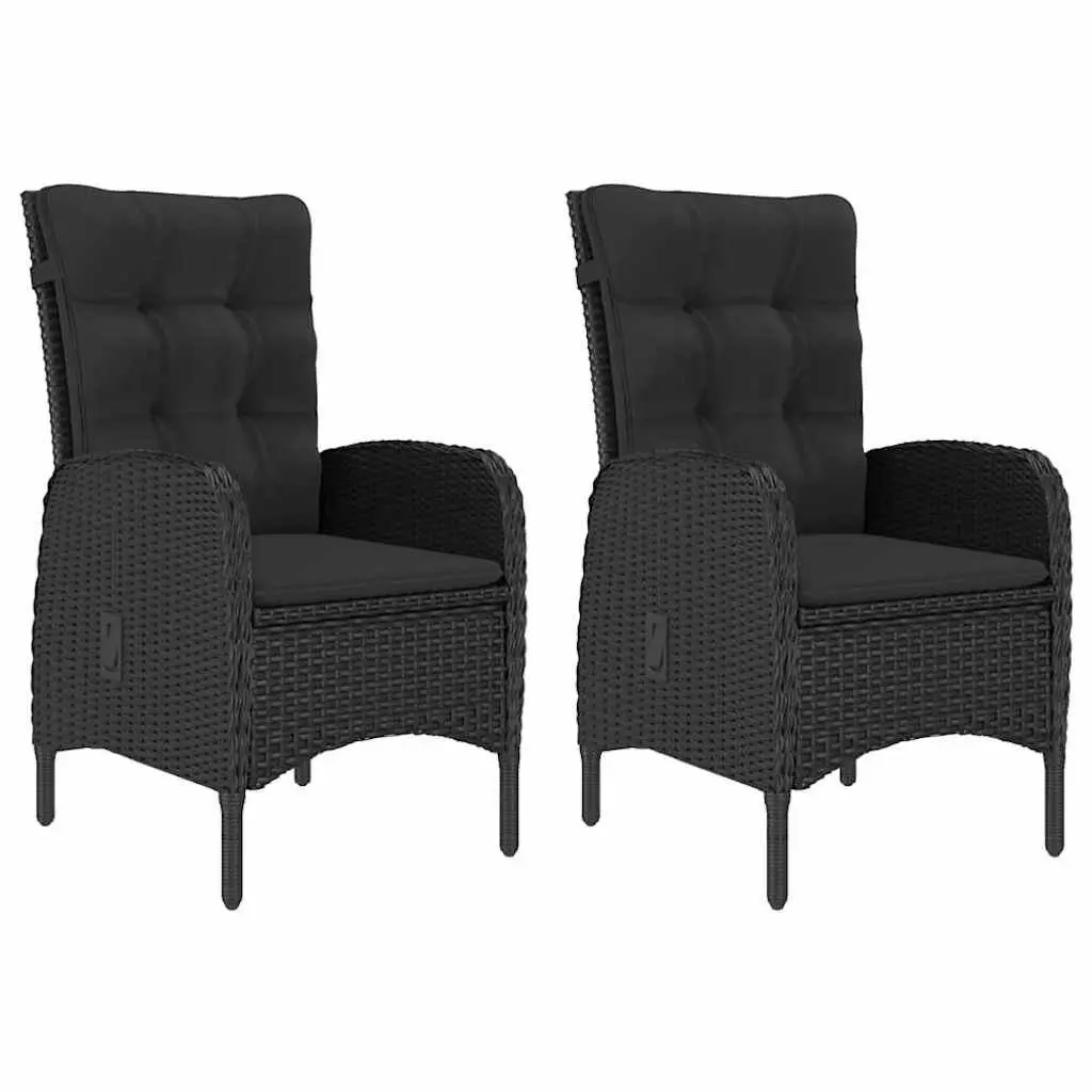 Garden Dining Set 3 Piece Outdoor Use Black Acacia Wood Rattan