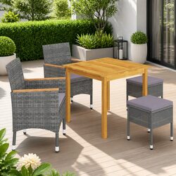 Durable 5-Piece Garden Dining Set - Acacia Table and Steel Frame