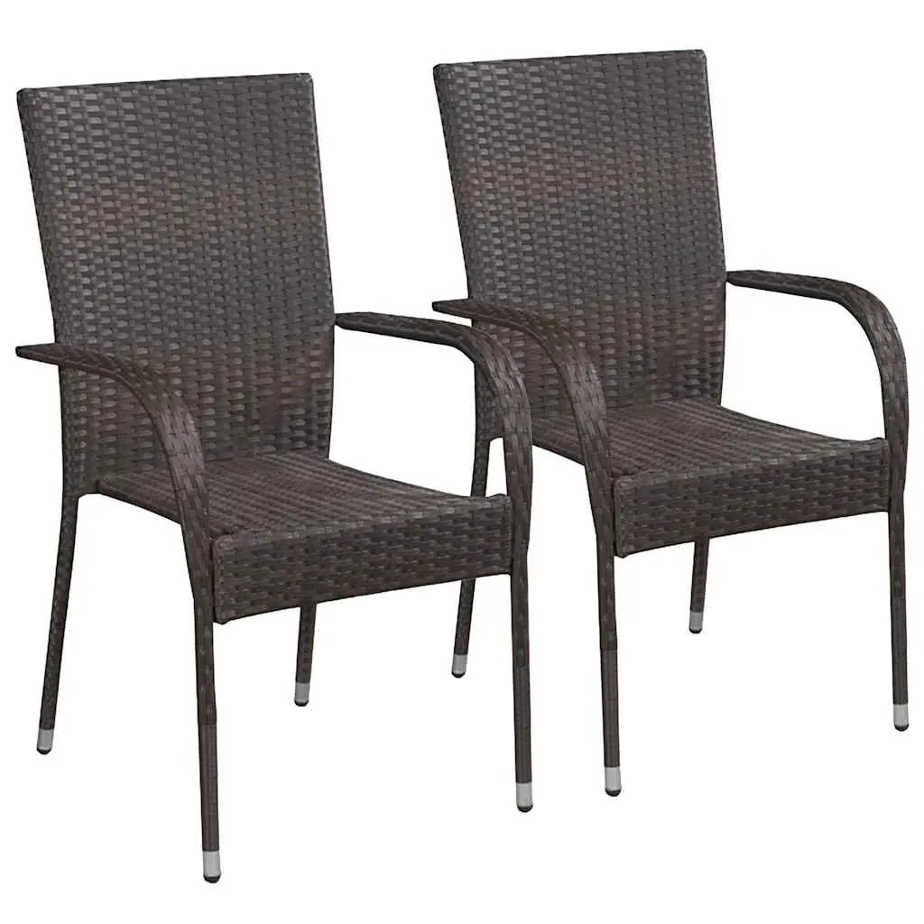 Garden Dining Set Outdoor Use 3 Piece Brown Acacia Wood Rattan