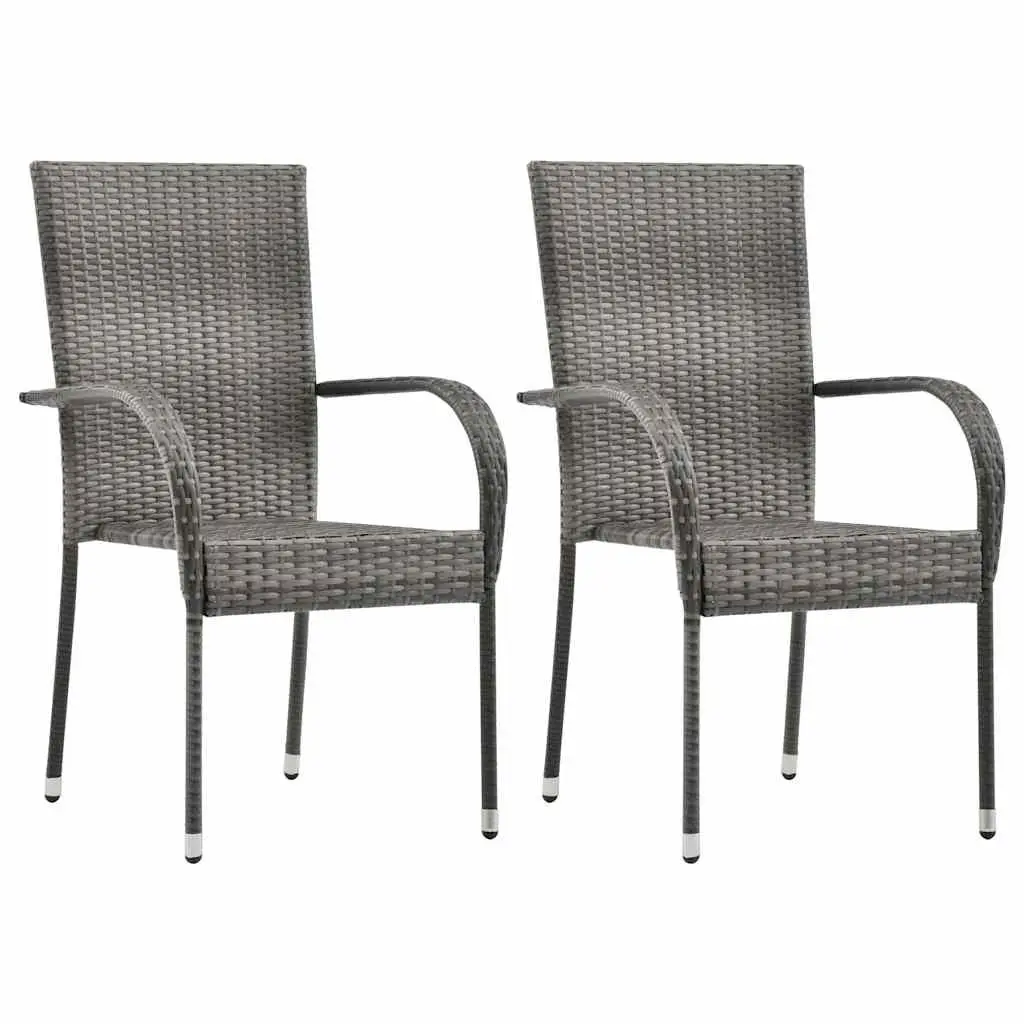 Garden Dining Set 3 Piece Outdoor Furniture Table Chairs Grey Patio Seating
