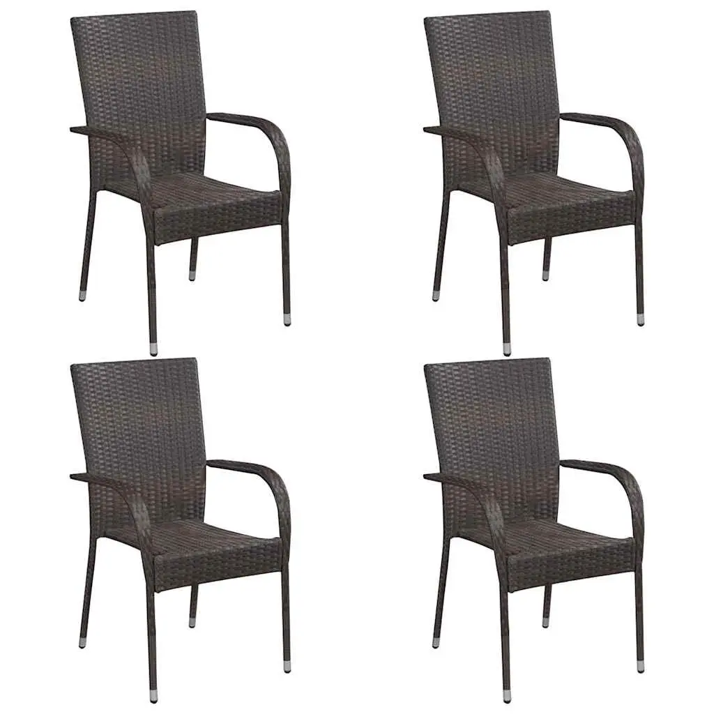 5 Piece Garden Dining Set with Table and Chairs, Brown