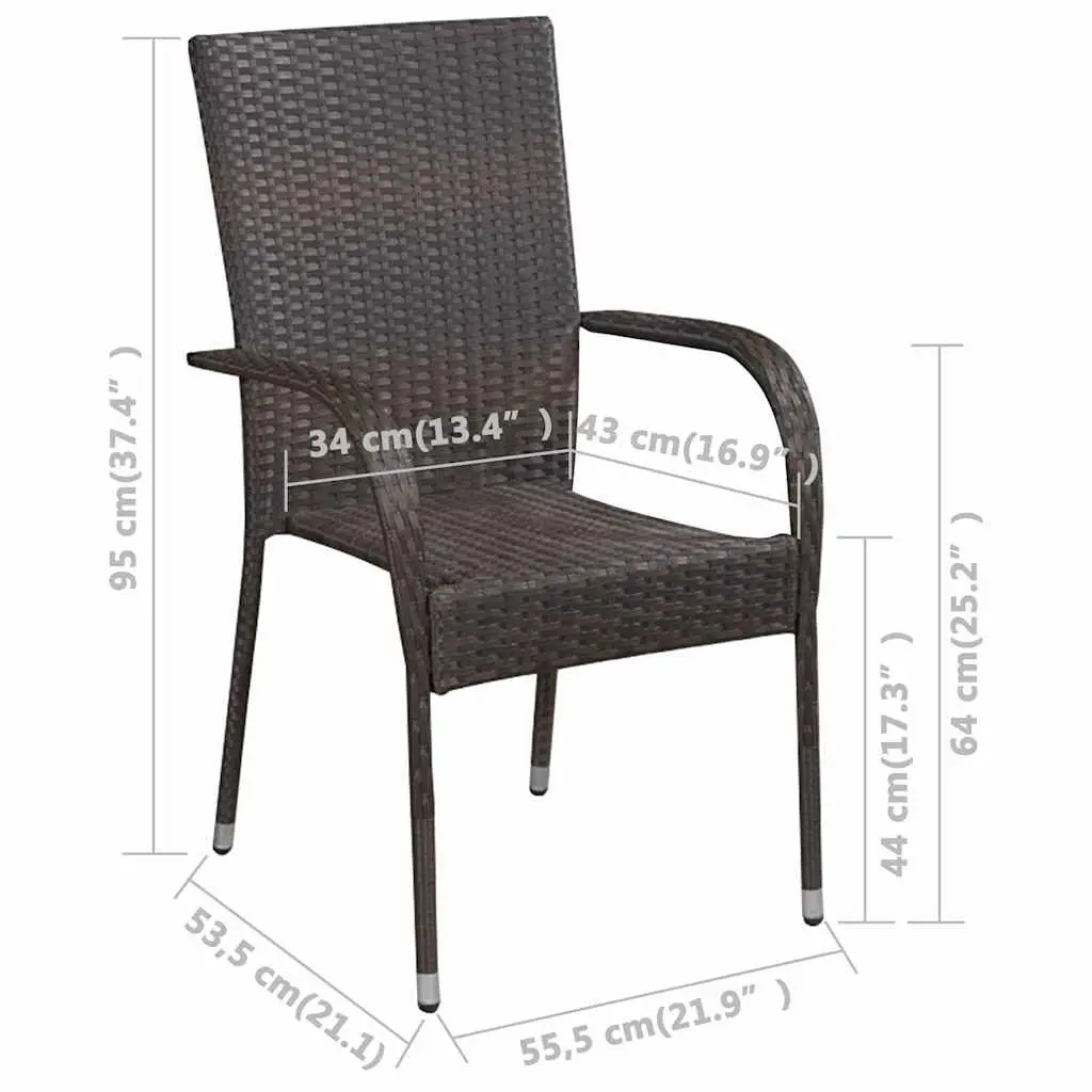5 Piece Garden Dining Set with Table and Chairs, Brown