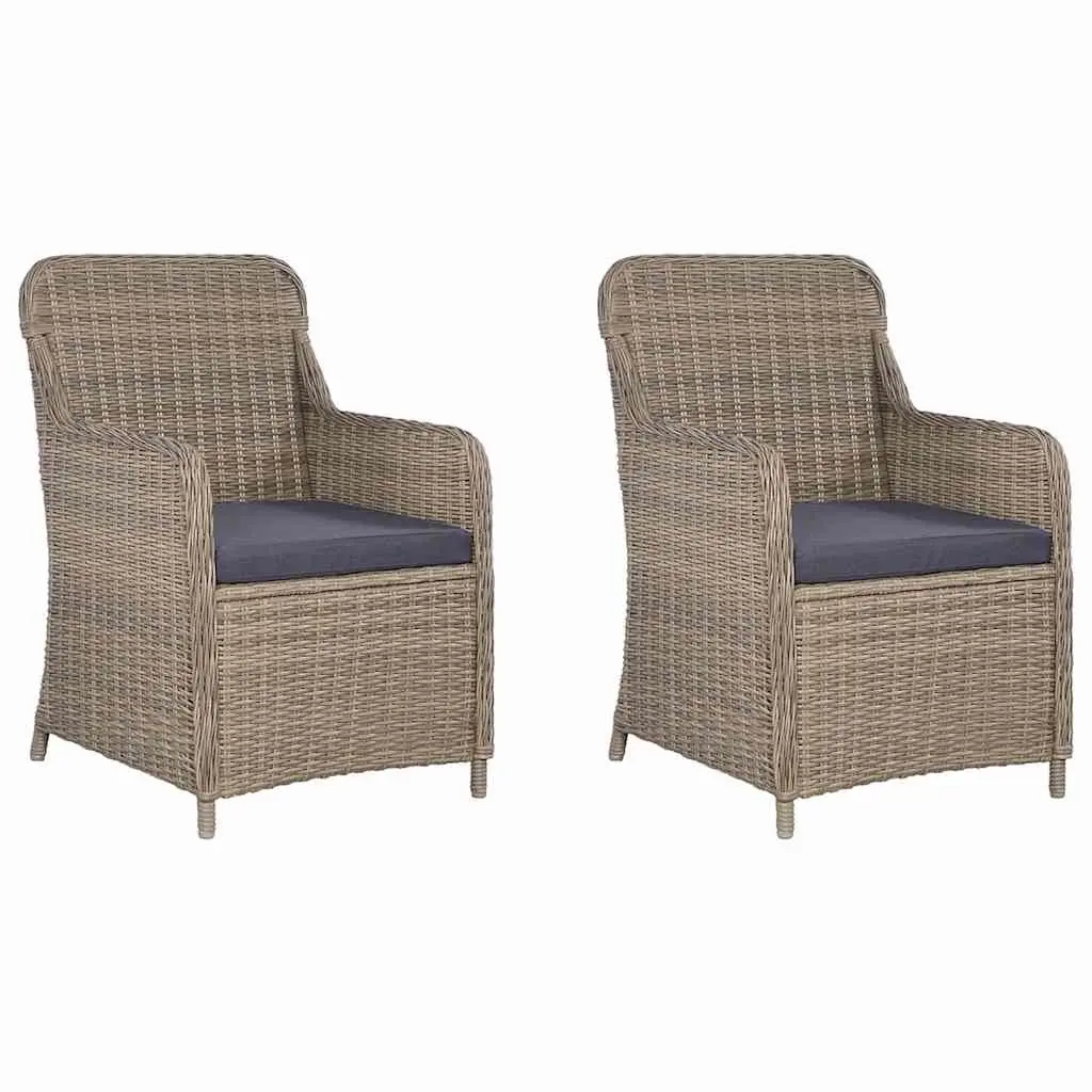 Garden Dining Set Outdoor Use 3 Piece Brown Acacia Wood Rattan Chairs