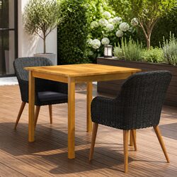 3-Piece Garden Dining Set: Acacia Wood & Steel Frame