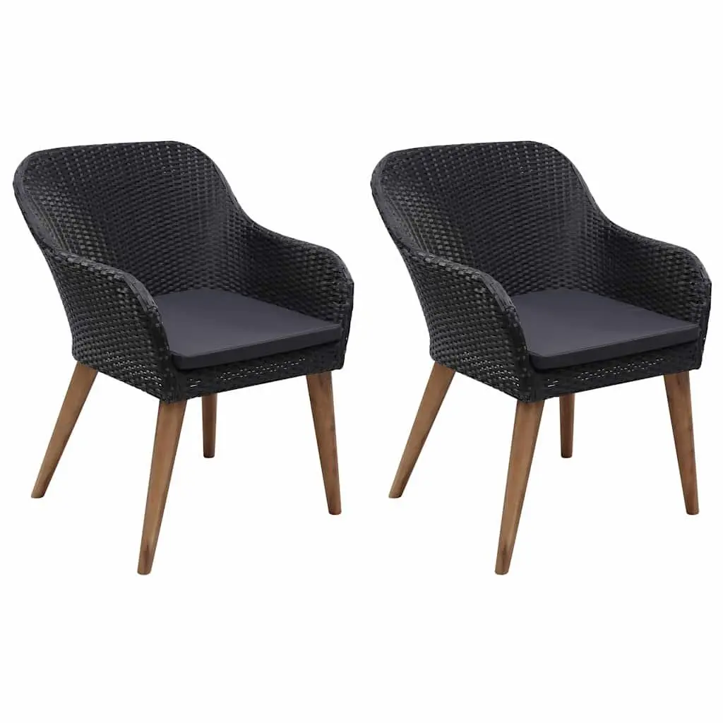 Garden Dining Set Outdoor Furniture 3 Piece Black