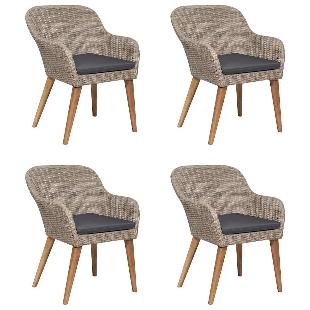 5 Piece Garden Dining Set Outdoor Furniture Table Chairs Brown Acacia Wood