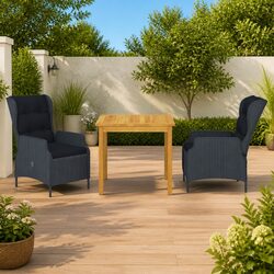 Garden Dining Set 3 Piece Outdoor Table Chair Patio Furniture Grey