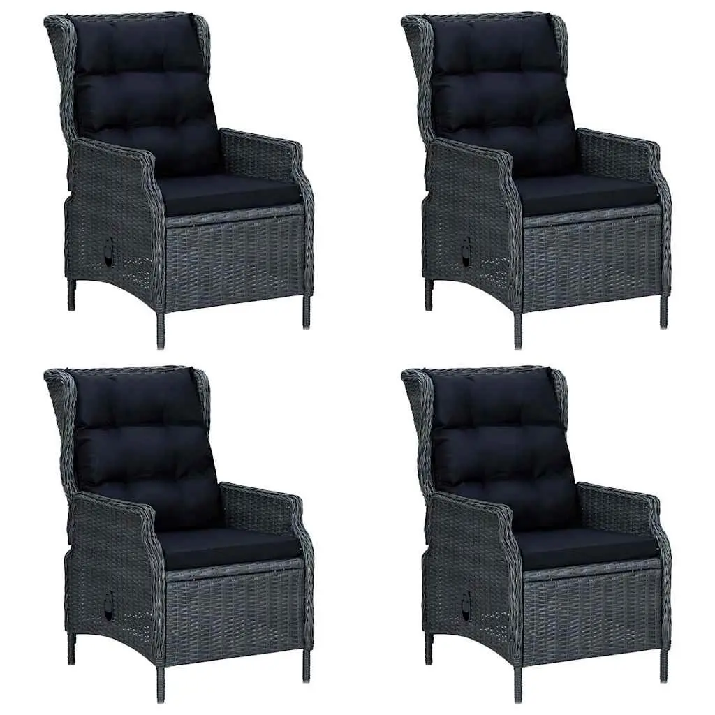 Garden Dining Set Outdoor Patio 5 Piece Grey Rattan Cushioned