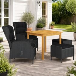 Garden Dining Set 5 Piece Outdoor Furniture Table Chairs Stools Grey