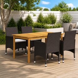 5-Piece Outdoor Dining Set with Dimensions and Materials