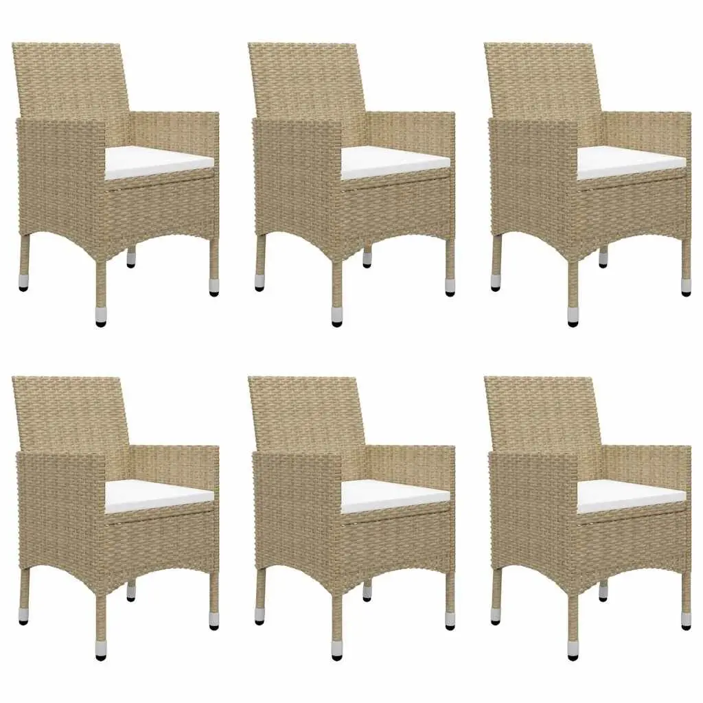 Garden Dining Set 7 Piece Outdoor Table Chairs Beige Patio Furniture