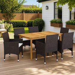 Garden Dining Set: 7 Pieces of Solid Acacia Wood