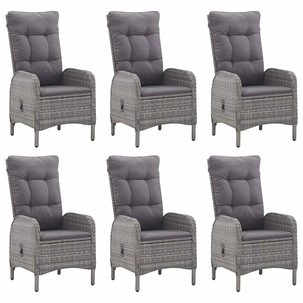 7 Piece Garden Dining Set Outdoor Use Grey Rattan Table Chairs