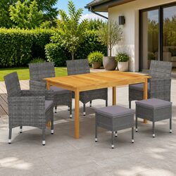 7-Piece Grey Garden Dining Set with Specifications