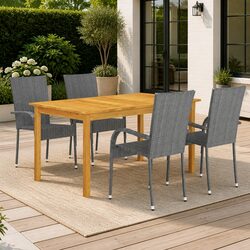 Garden Dining Set 5 Piece Outdoor Table Chairs Grey Patio Furniture