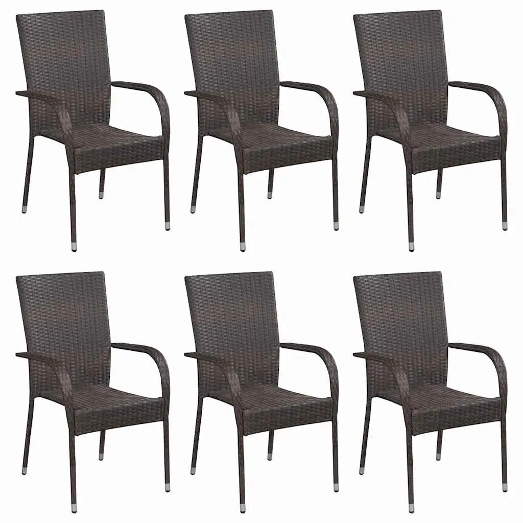 7 Piece Garden Dining Set Outdoor Use Acacia Wood Table Steel Frame Chairs