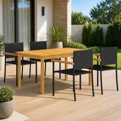 5 Piece Outdoor Dining Set Garden Table Chairs Patio Furniture Black