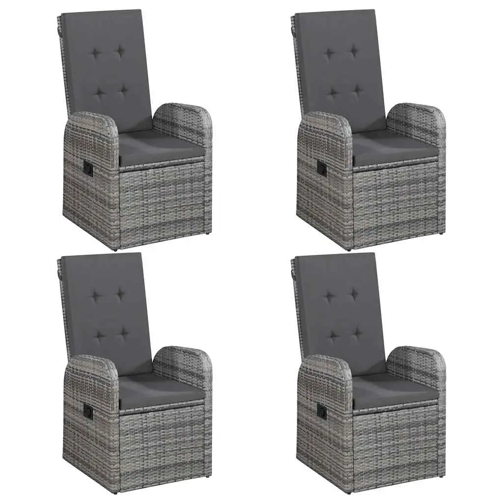 Garden Dining Set 5 Piece Outdoor Table Chairs Grey Rattan Steel Frame