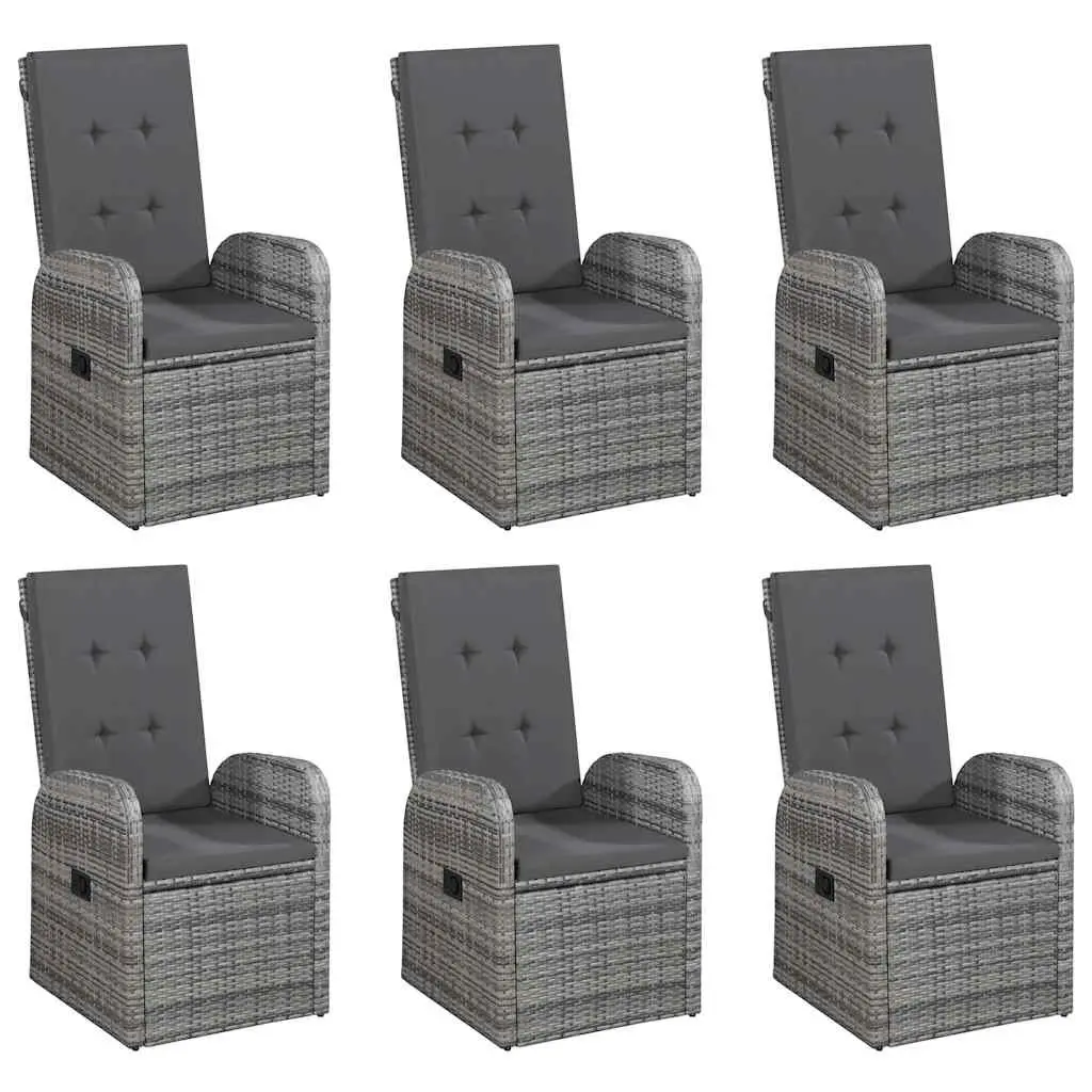 Garden Dining Set 7 Piece Outdoor Table Chairs Grey Weather-Resistant Patio