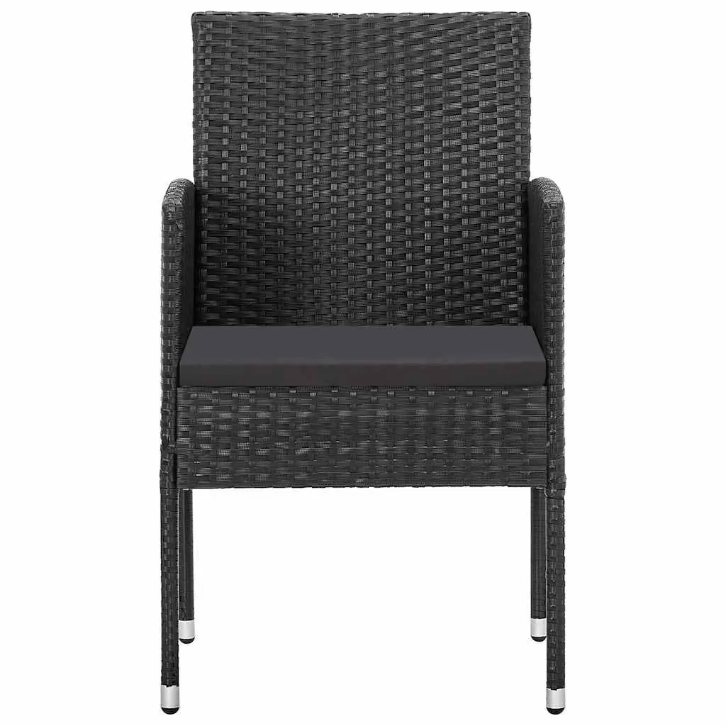 7 Piece Garden Dining Set Outdoor Table Chairs Black Rattan Steel Frame