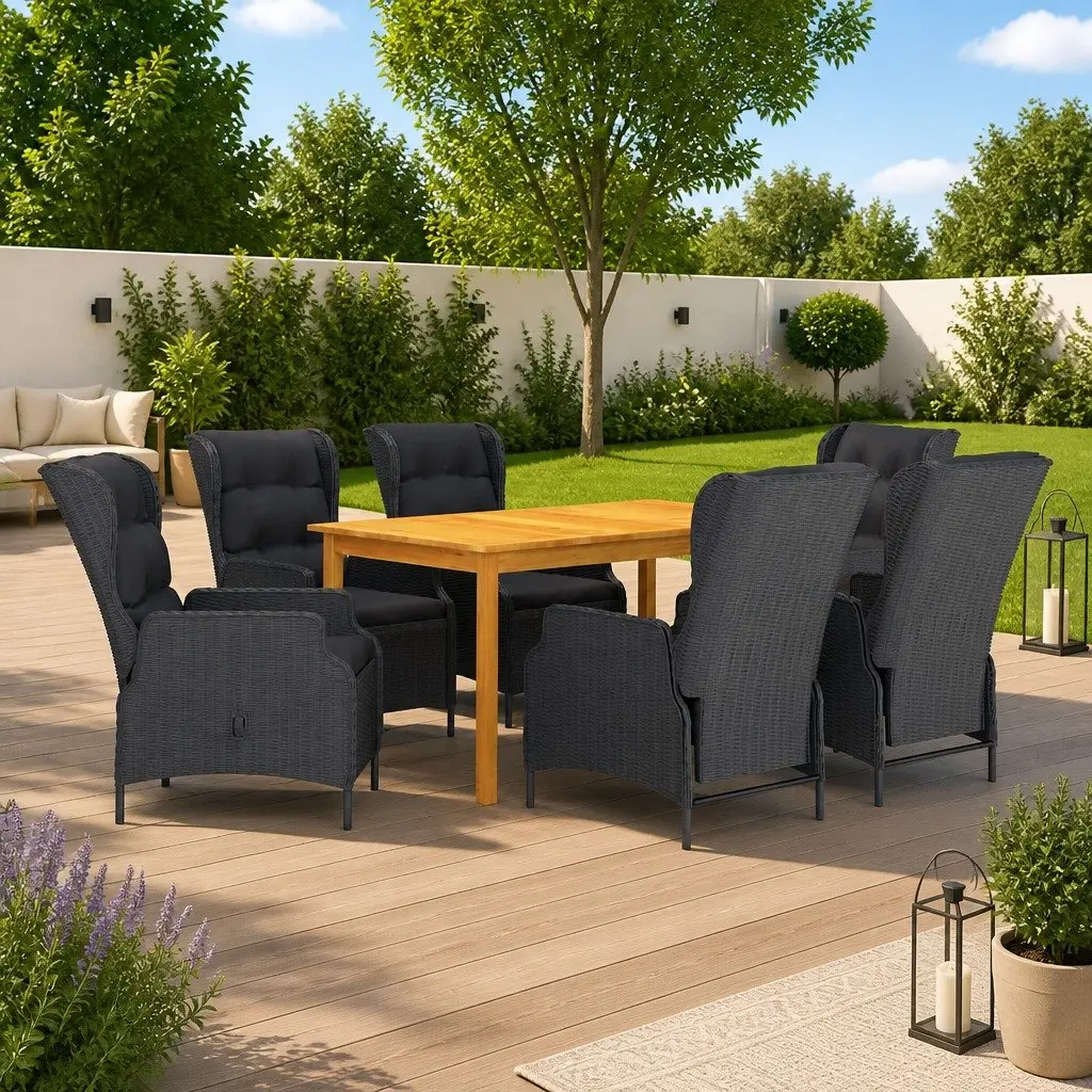 7-Piece Garden Dining Set in Grey