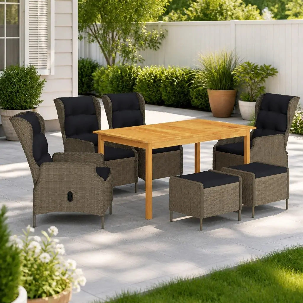7-Piece Garden Dining Set, Brown