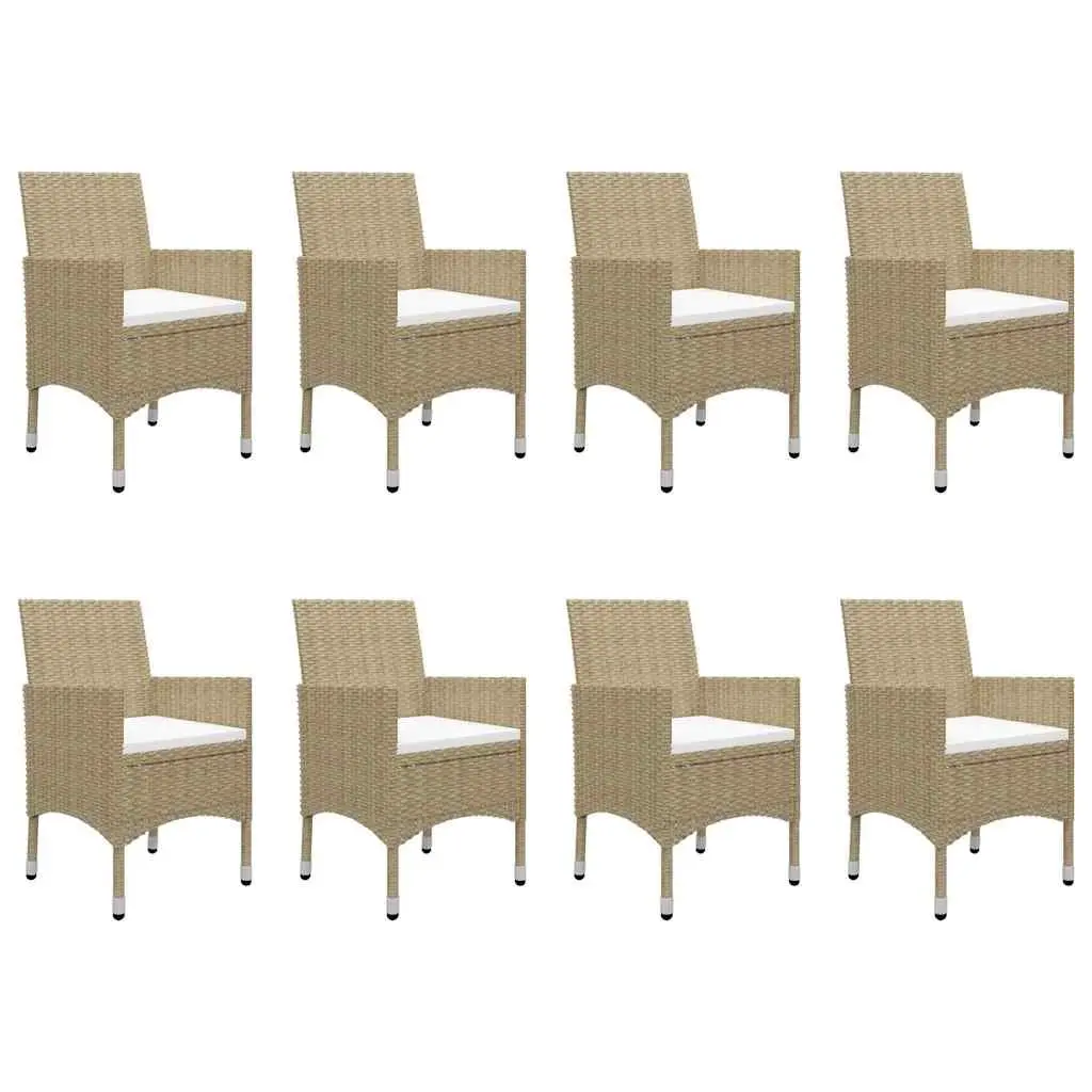 Garden Dining Set 9 Piece Outdoor Use Beige Rattan Patio Furniture