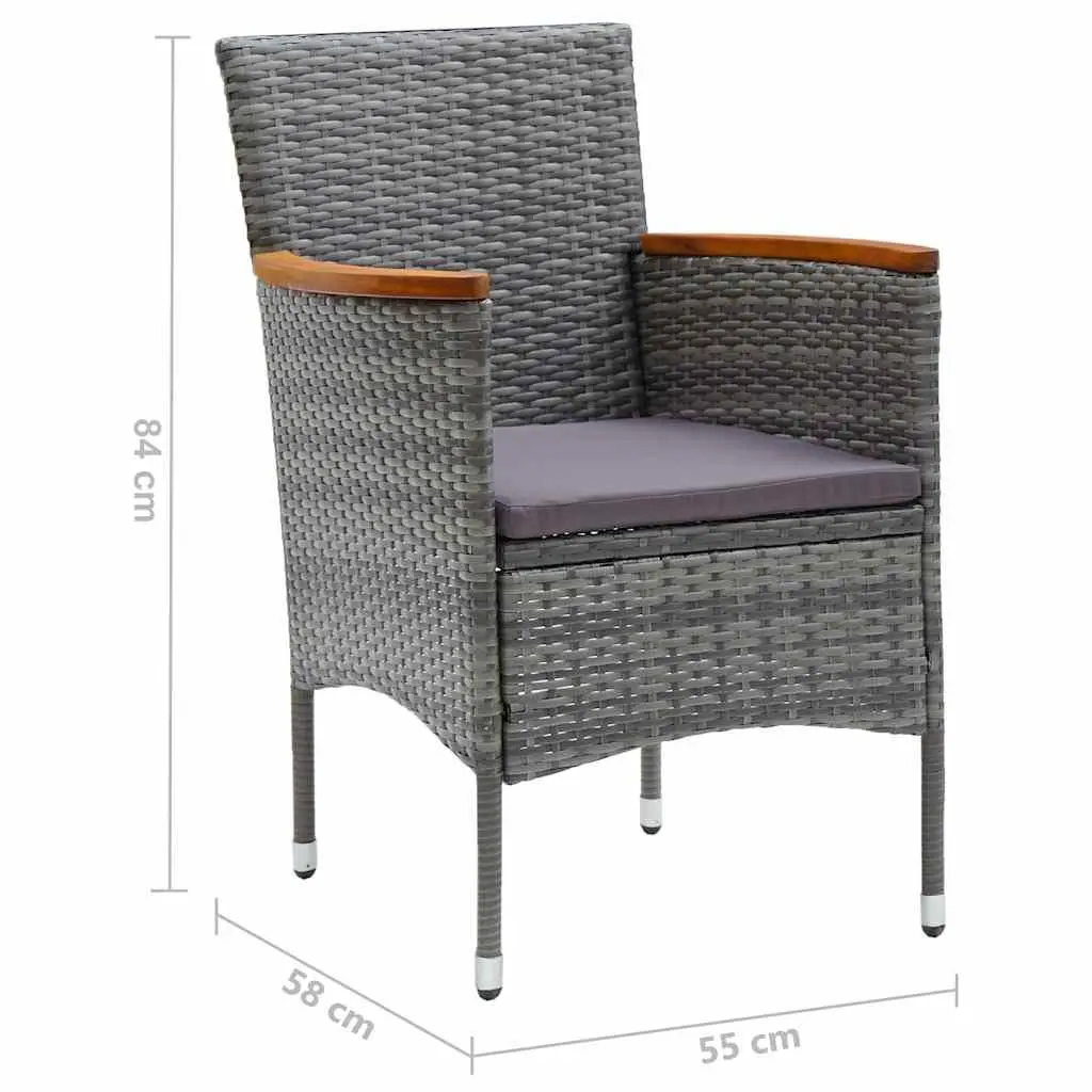 7 Piece Garden Dining Set Table Chairs Outdoor Furniture Set Grey