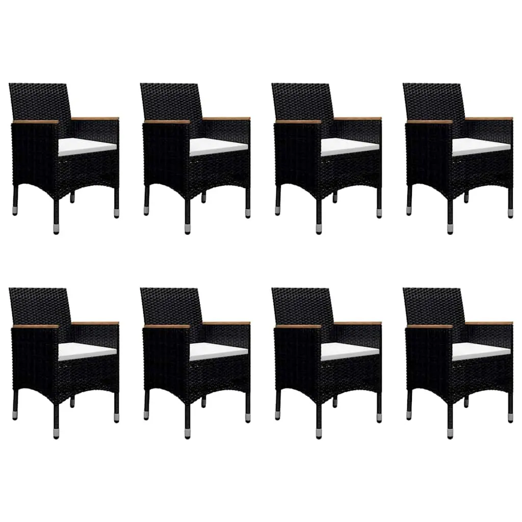 9 Piece Garden Dining Set Outdoor Furniture Patio Chairs Table Black
