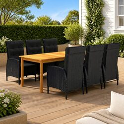 7-Piece Dining Set: Acacia Wood and Steel Frame