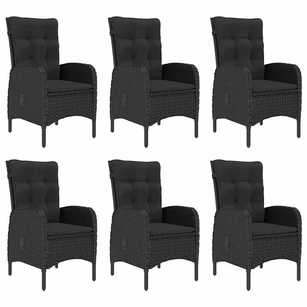 7 Piece Garden Dining Set Outdoor Use Acacia Wood Table Steel Frame PE Rattan Chairs